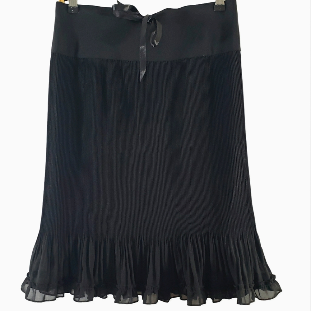 NWOT Vivid Collection of NY Pleated Ruffle Skirt Black Size X-Large